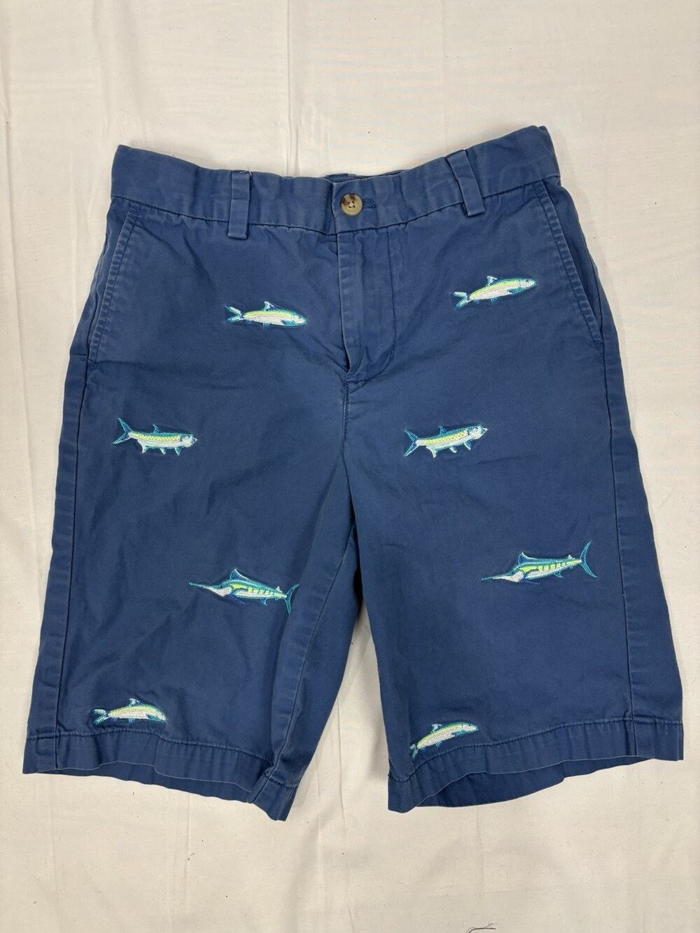 Vineyard Vines Blue Embroidered Fish Breaker Shorts size Boy's 12 Coastal Preppy